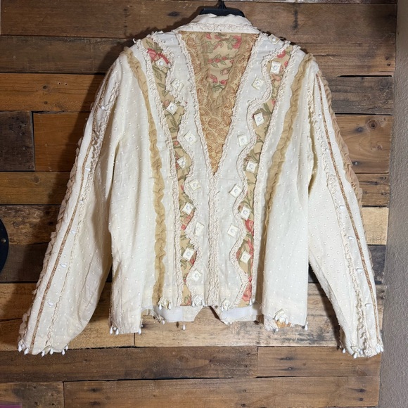 Vintage Coldwater Creek PXL Boho Floral Lace Embroidered Jacket Blazer Cowgirl - Picture 2 of 7